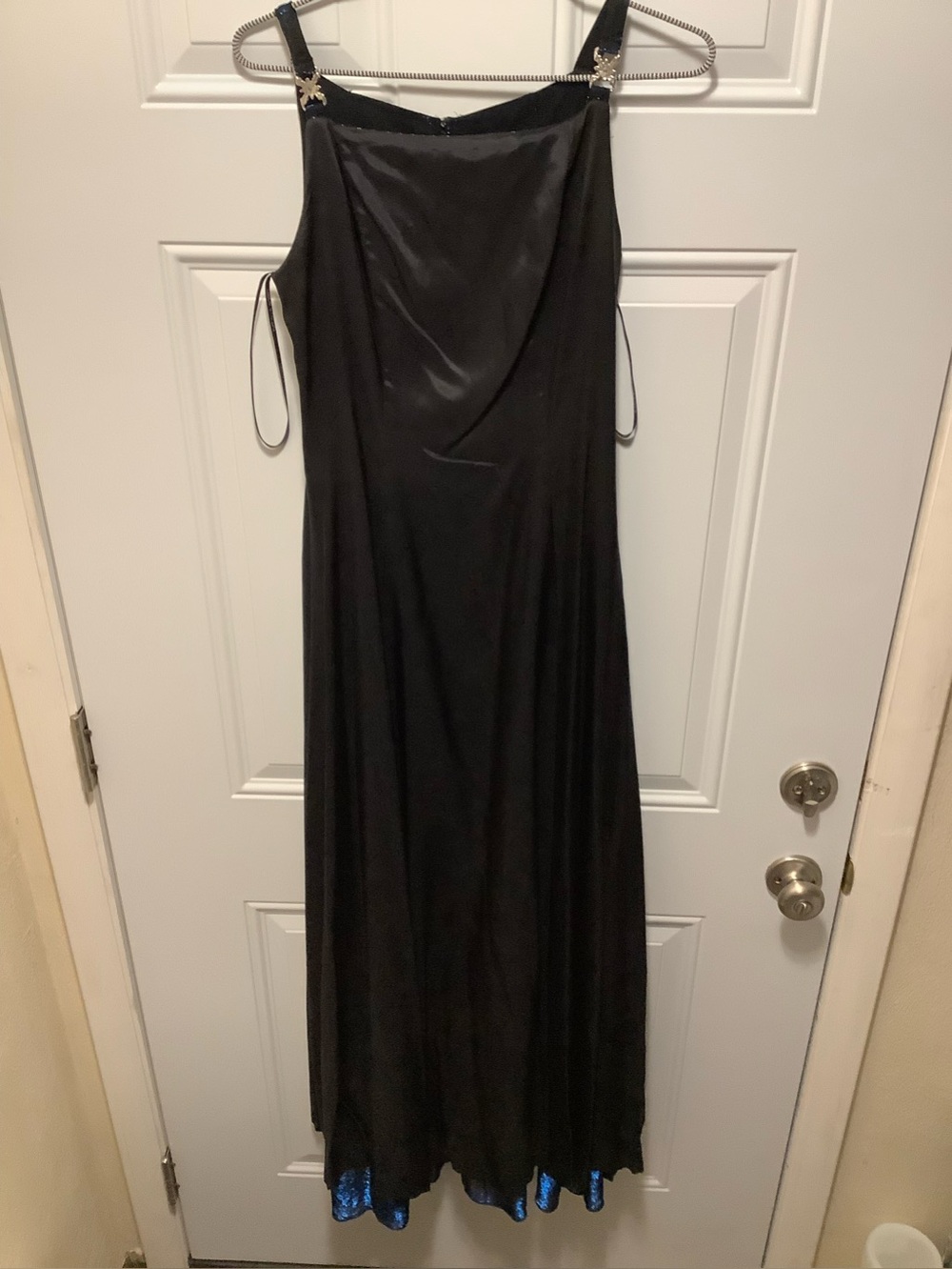 Betsy & Adam| VTG Blue Iridescent Black Lined 4* Formal Wedding Guest Dress Prom - Picture 7 of 10